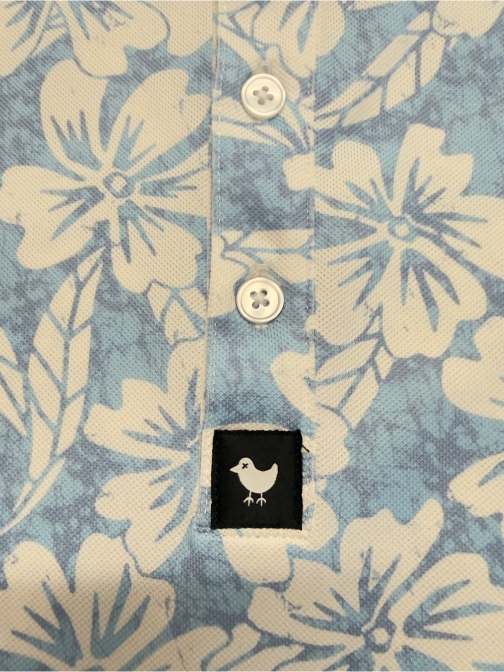 Bad Birdie Men's Hana Pique Golf Polo Shirt Floral Blue White - Medium - Picture 5 of 9